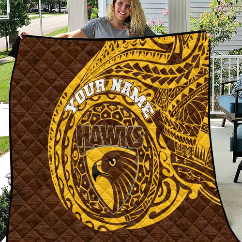 Personalized Hawthorn Hawks Polynesian Quilt Tribal Chest and Sleeve Tattoo Heritage Warrior