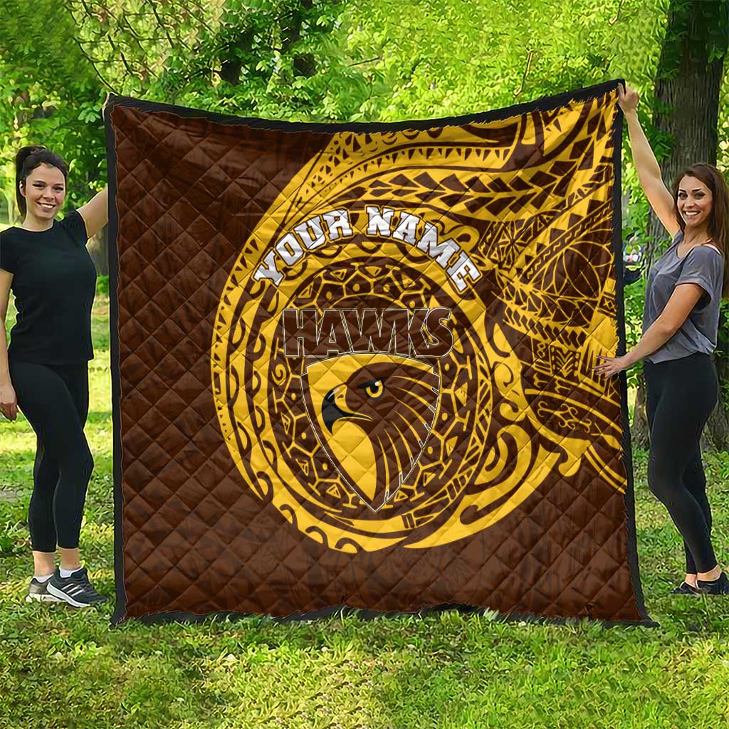 Personalized Hawthorn Hawks Polynesian Quilt Tribal Chest and Sleeve Tattoo Heritage Warrior