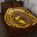 Personalized Hawthorn Hawks Polynesian Quilt Bed Set Tribal Chest and Sleeve Tattoo Heritage Warrior