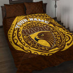 Personalized Hawthorn Hawks Polynesian Quilt Bed Set Tribal Chest and Sleeve Tattoo Heritage Warrior