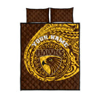 Personalized Hawthorn Hawks Polynesian Quilt Bed Set Tribal Chest and Sleeve Tattoo Heritage Warrior