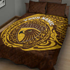 Personalized Hawthorn Hawks Polynesian Quilt Bed Set Tribal Chest and Sleeve Tattoo Heritage Warrior