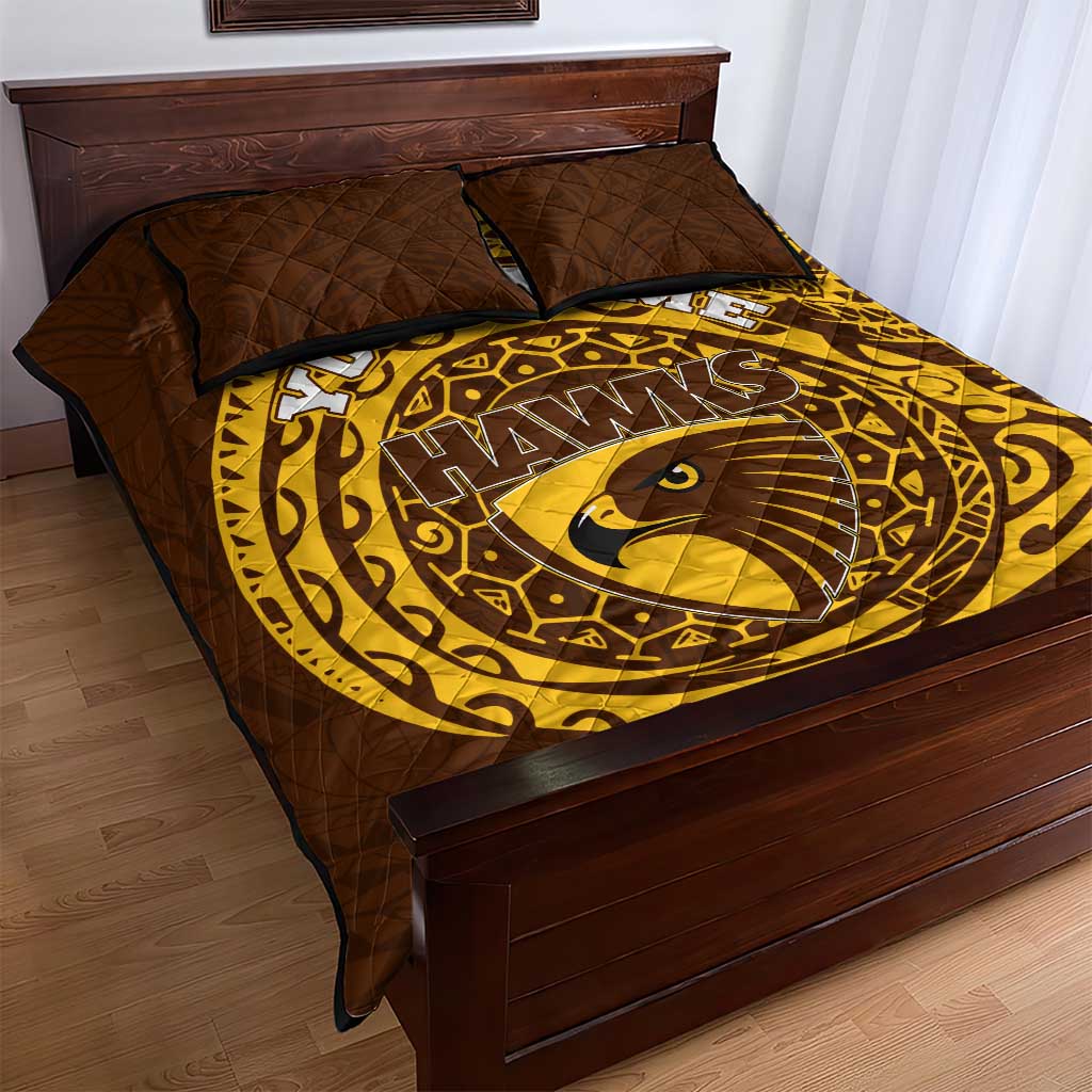 Personalized Hawthorn Hawks Polynesian Quilt Bed Set Tribal Chest and Sleeve Tattoo Heritage Warrior