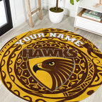 Personalized Hawthorn Hawks Polynesian Round Carpet Tribal Chest and Sleeve Tattoo Heritage Warrior