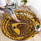 Personalized Hawthorn Hawks Polynesian Round Carpet Tribal Chest and Sleeve Tattoo Heritage Warrior
