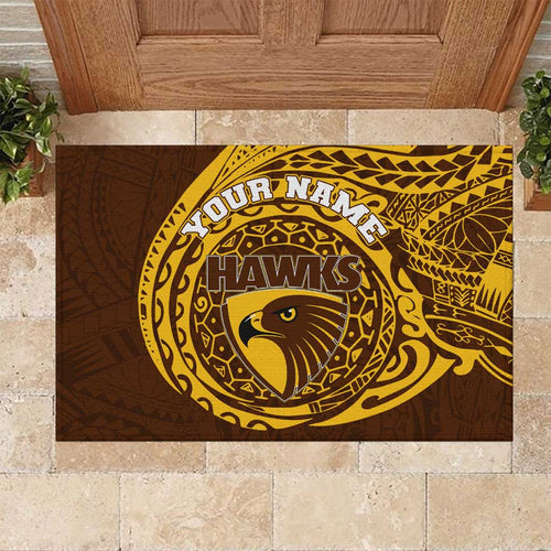 Personalized Hawthorn Hawks Polynesian Rubber Doormat Tribal Chest and Sleeve Tattoo Heritage Warrior