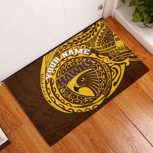 Personalized Hawthorn Hawks Polynesian Rubber Doormat Tribal Chest and Sleeve Tattoo Heritage Warrior