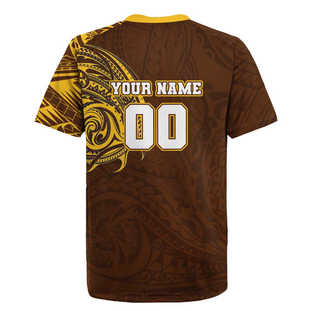 Personalized Hawthorn Hawks Polynesian Rugby Jersey Tribal Chest and Sleeve Tattoo Heritage Warrior