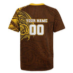 Personalized Hawthorn Hawks Polynesian Rugby Jersey Tribal Chest and Sleeve Tattoo Heritage Warrior