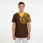 Personalized Hawthorn Hawks Polynesian Scrub Top Tribal Chest and Sleeve Tattoo Heritage Warrior