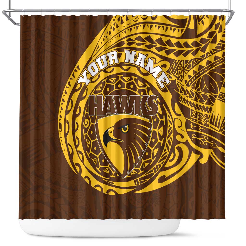 Personalized Hawthorn Hawks Polynesian Shower Curtain Tribal Chest and Sleeve Tattoo Heritage Warrior
