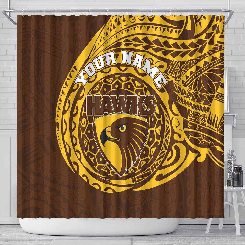 Personalized Hawthorn Hawks Polynesian Shower Curtain Tribal Chest and Sleeve Tattoo Heritage Warrior