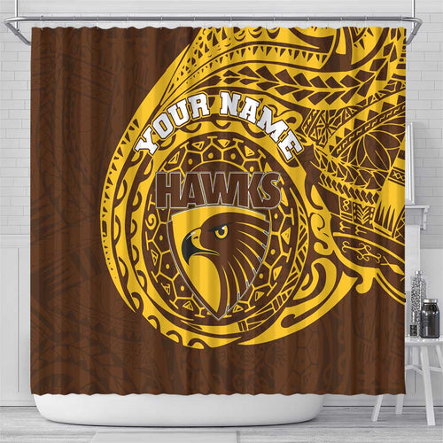Personalized Hawthorn Hawks Polynesian Shower Curtain Tribal Chest and Sleeve Tattoo Heritage Warrior