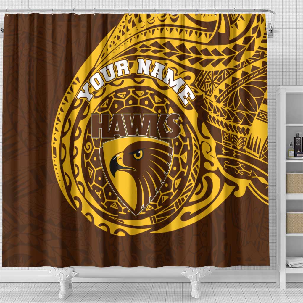 Personalized Hawthorn Hawks Polynesian Shower Curtain Tribal Chest and Sleeve Tattoo Heritage Warrior