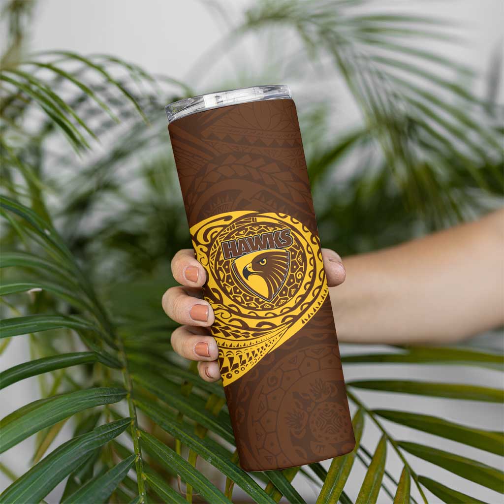 Personalized Hawthorn Hawks Polynesian Skinny Tumbler Tribal Chest and Sleeve Tattoo Heritage Warrior