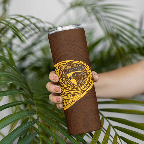 Personalized Hawthorn Hawks Polynesian Skinny Tumbler Tribal Chest and Sleeve Tattoo Heritage Warrior