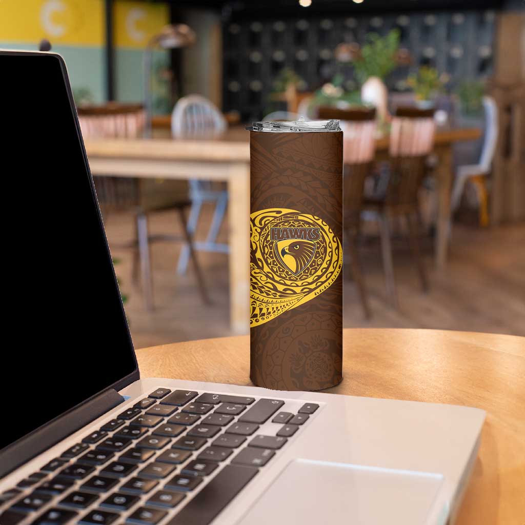 Personalized Hawthorn Hawks Polynesian Skinny Tumbler Tribal Chest and Sleeve Tattoo Heritage Warrior