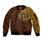 Personalized Hawthorn Hawks Polynesian Sleeve Zip Bomber Jacket Tribal Chest and Sleeve Tattoo Heritage Warrior