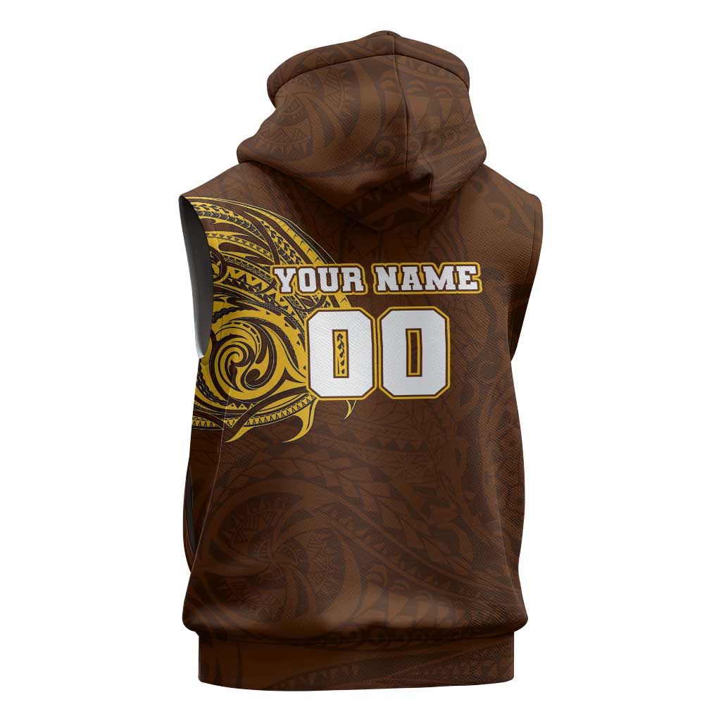 Personalized Hawthorn Hawks Polynesian Sleeveless Hoodie Tribal Chest and Sleeve Tattoo Heritage Warrior