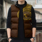 Personalized Hawthorn Hawks Polynesian Sleeveless Puffer Jacket Tribal Chest and Sleeve Tattoo Heritage Warrior