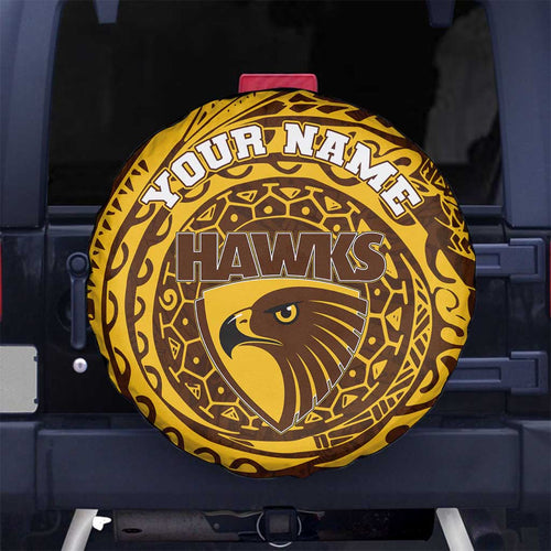 Personalized Hawthorn Hawks Polynesian Spare Tire Cover Tribal Chest and Sleeve Tattoo Heritage Warrior