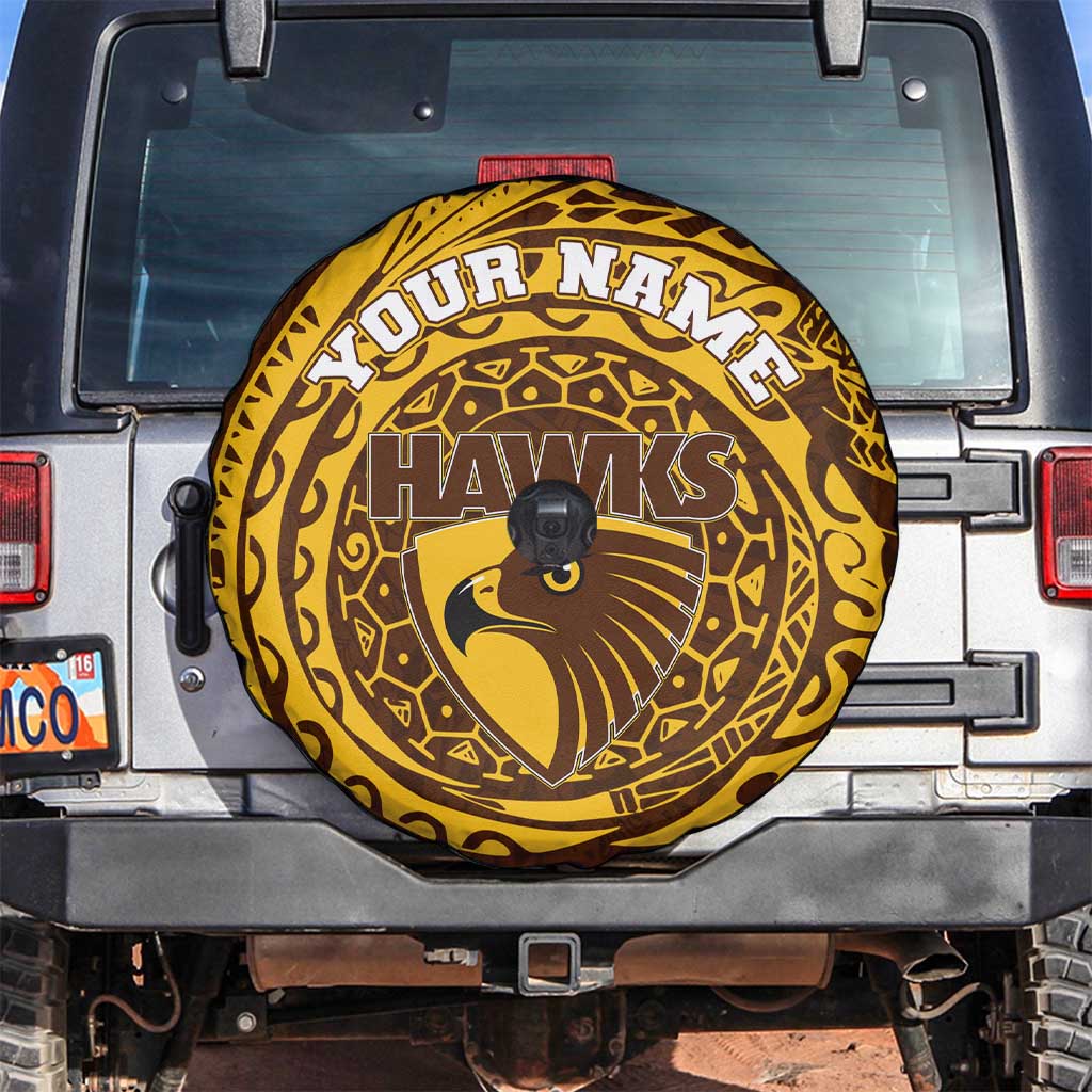 Personalized Hawthorn Hawks Polynesian Spare Tire Cover Tribal Chest and Sleeve Tattoo Heritage Warrior