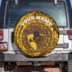 Personalized Hawthorn Hawks Polynesian Spare Tire Cover Tribal Chest and Sleeve Tattoo Heritage Warrior