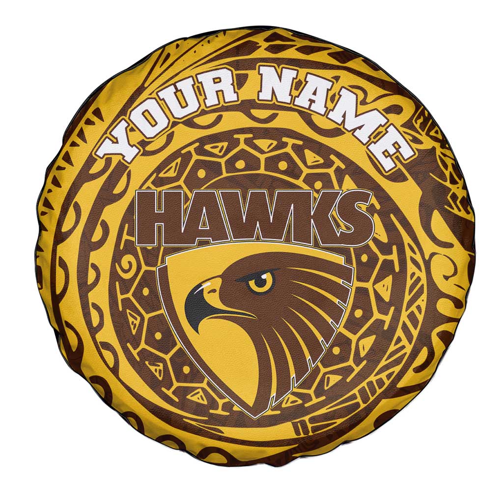 Personalized Hawthorn Hawks Polynesian Spare Tire Cover Tribal Chest and Sleeve Tattoo Heritage Warrior