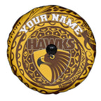 Personalized Hawthorn Hawks Polynesian Spare Tire Cover Tribal Chest and Sleeve Tattoo Heritage Warrior