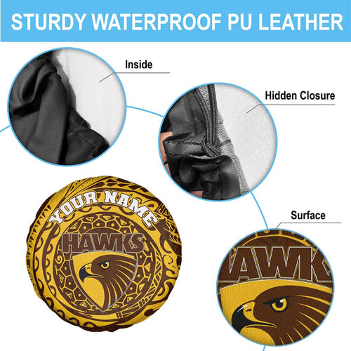 Personalized Hawthorn Hawks Polynesian Spare Tire Cover Tribal Chest and Sleeve Tattoo Heritage Warrior