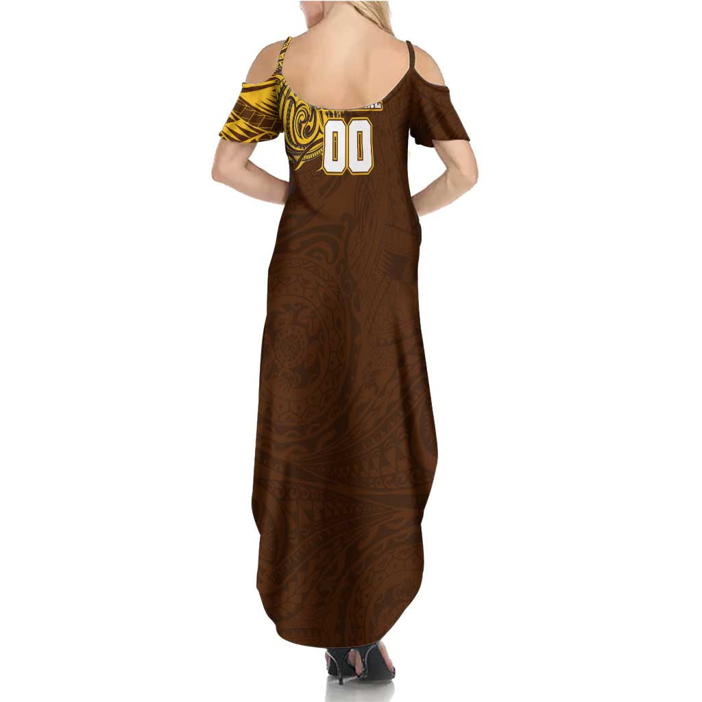 Personalized Hawthorn Hawks Polynesian Summer Maxi Dress Tribal Chest and Sleeve Tattoo Heritage Warrior