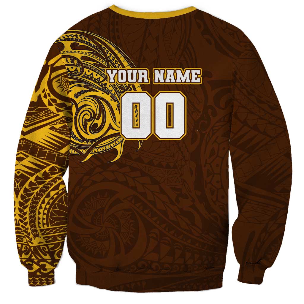 Personalized Hawthorn Hawks Polynesian Sweatshirt Tribal Chest and Sleeve Tattoo Heritage Warrior