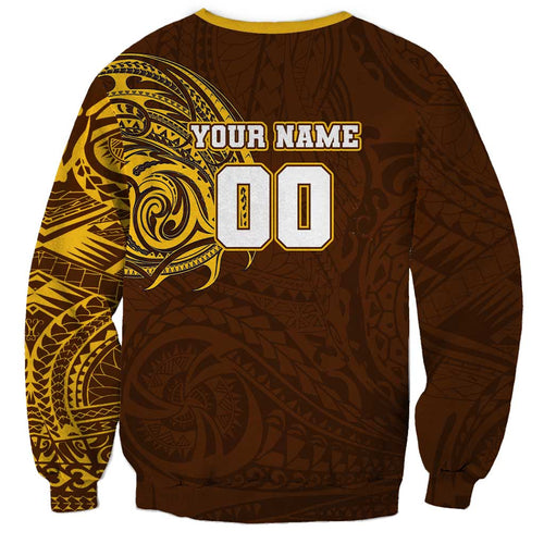 Personalized Hawthorn Hawks Polynesian Sweatshirt Tribal Chest and Sleeve Tattoo Heritage Warrior