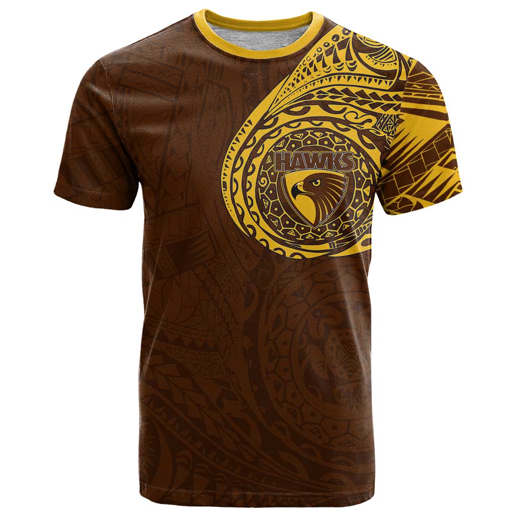 Personalized Hawthorn Hawks Polynesian T Shirt Tribal Chest and Sleeve Tattoo Heritage Warrior