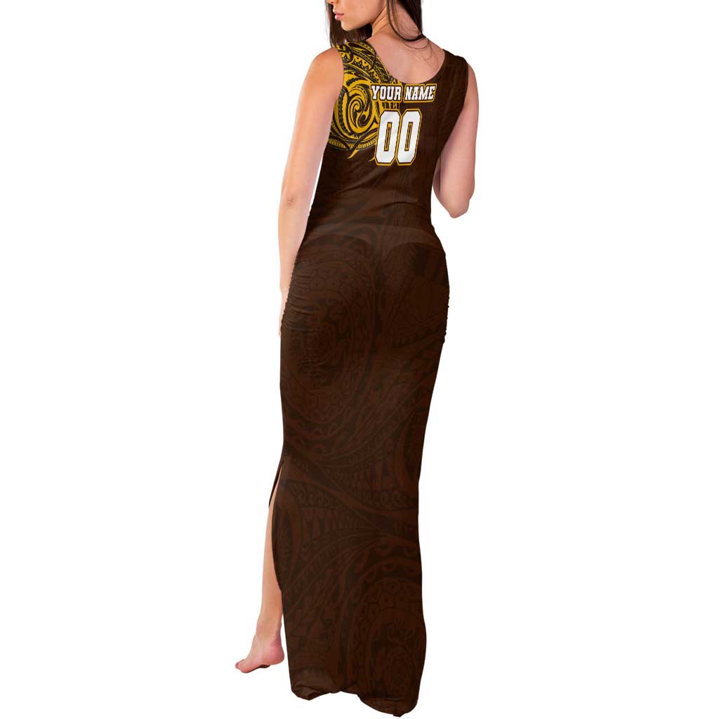 Personalized Hawthorn Hawks Polynesian Tank Maxi Dress Tribal Chest and Sleeve Tattoo Heritage Warrior