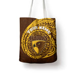 Personalized Hawthorn Hawks Polynesian Tote Bag Tribal Chest and Sleeve Tattoo Heritage Warrior