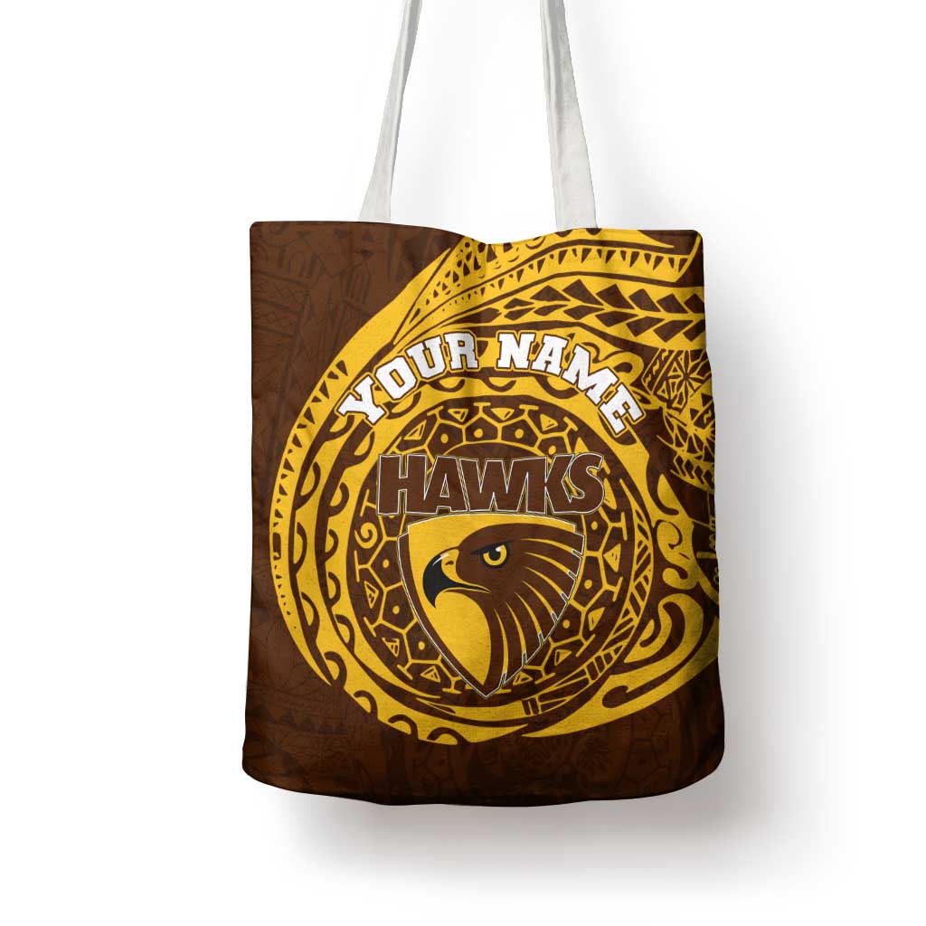 Personalized Hawthorn Hawks Polynesian Tote Bag Tribal Chest and Sleeve Tattoo Heritage Warrior