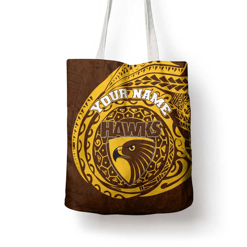 Personalized Hawthorn Hawks Polynesian Tote Bag Tribal Chest and Sleeve Tattoo Heritage Warrior