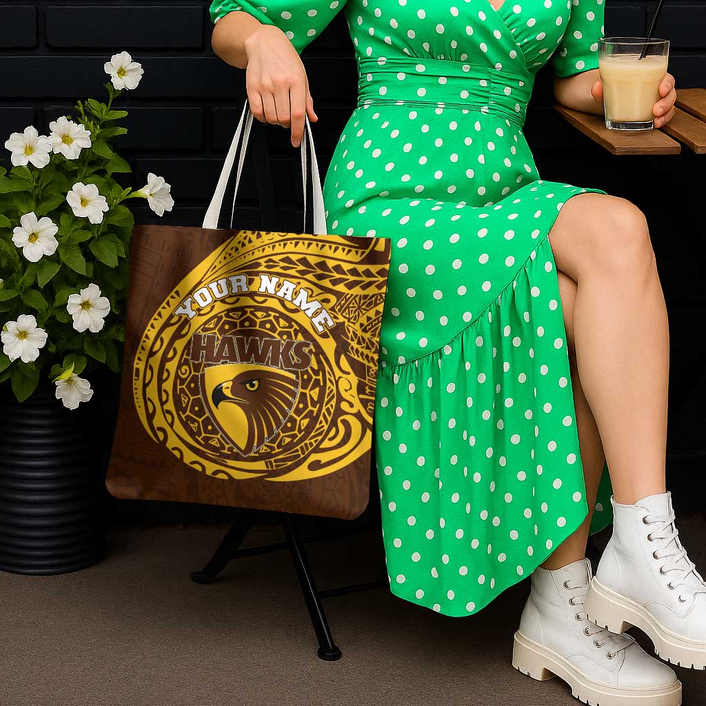 Personalized Hawthorn Hawks Polynesian Tote Bag Tribal Chest and Sleeve Tattoo Heritage Warrior