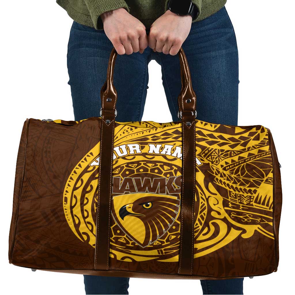Personalized Hawthorn Hawks Polynesian Travel Bag Tribal Chest and Sleeve Tattoo Heritage Warrior