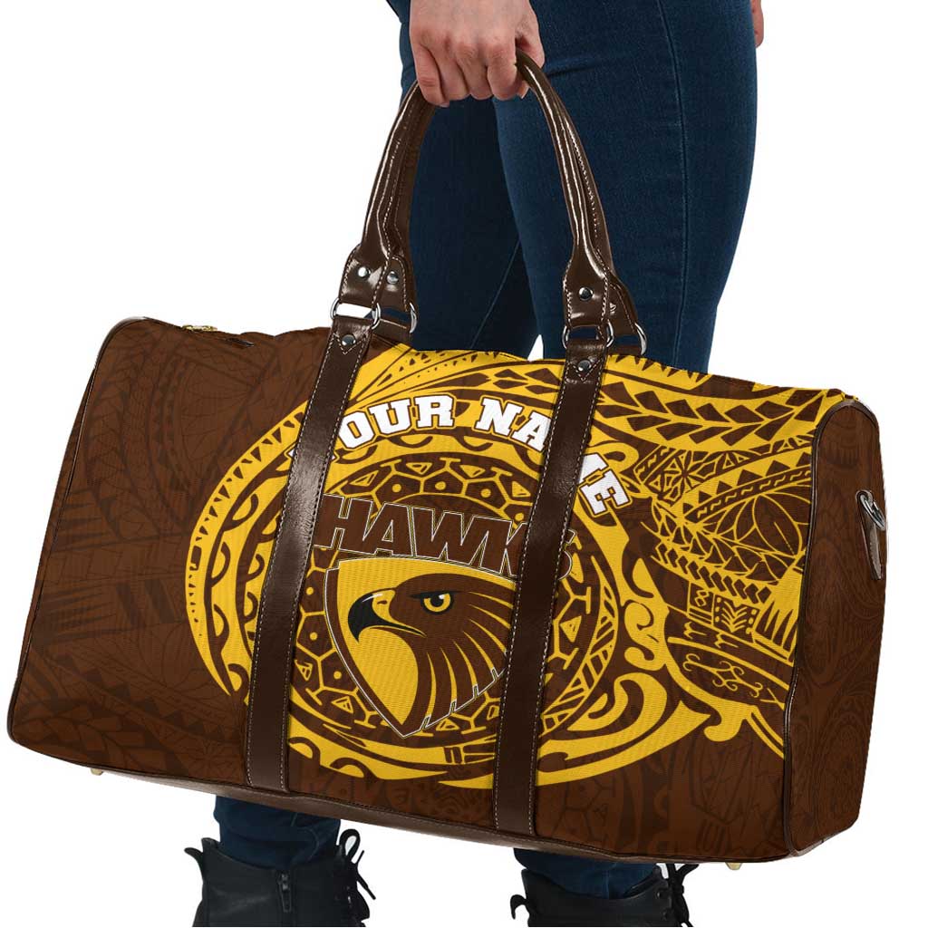 Personalized Hawthorn Hawks Polynesian Travel Bag Tribal Chest and Sleeve Tattoo Heritage Warrior