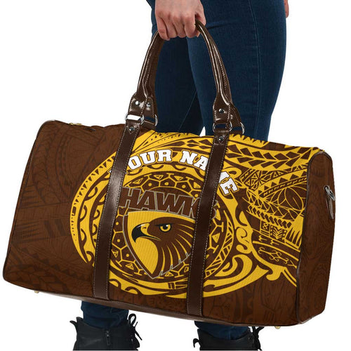 Personalized Hawthorn Hawks Polynesian Travel Bag Tribal Chest and Sleeve Tattoo Heritage Warrior