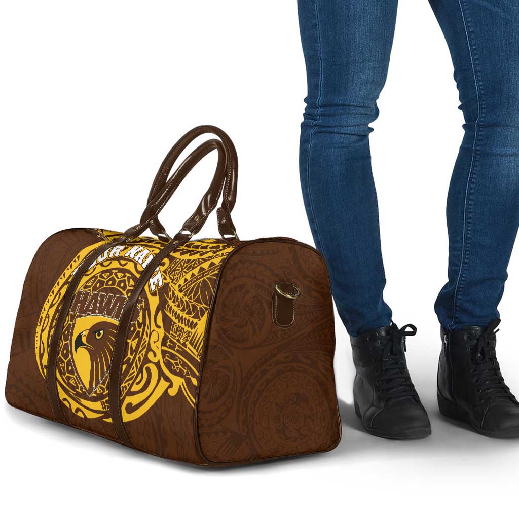 Personalized Hawthorn Hawks Polynesian Travel Bag Tribal Chest and Sleeve Tattoo Heritage Warrior