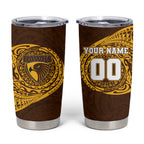 Personalized Hawthorn Hawks Polynesian Tumbler Cup Tribal Chest and Sleeve Tattoo Heritage Warrior