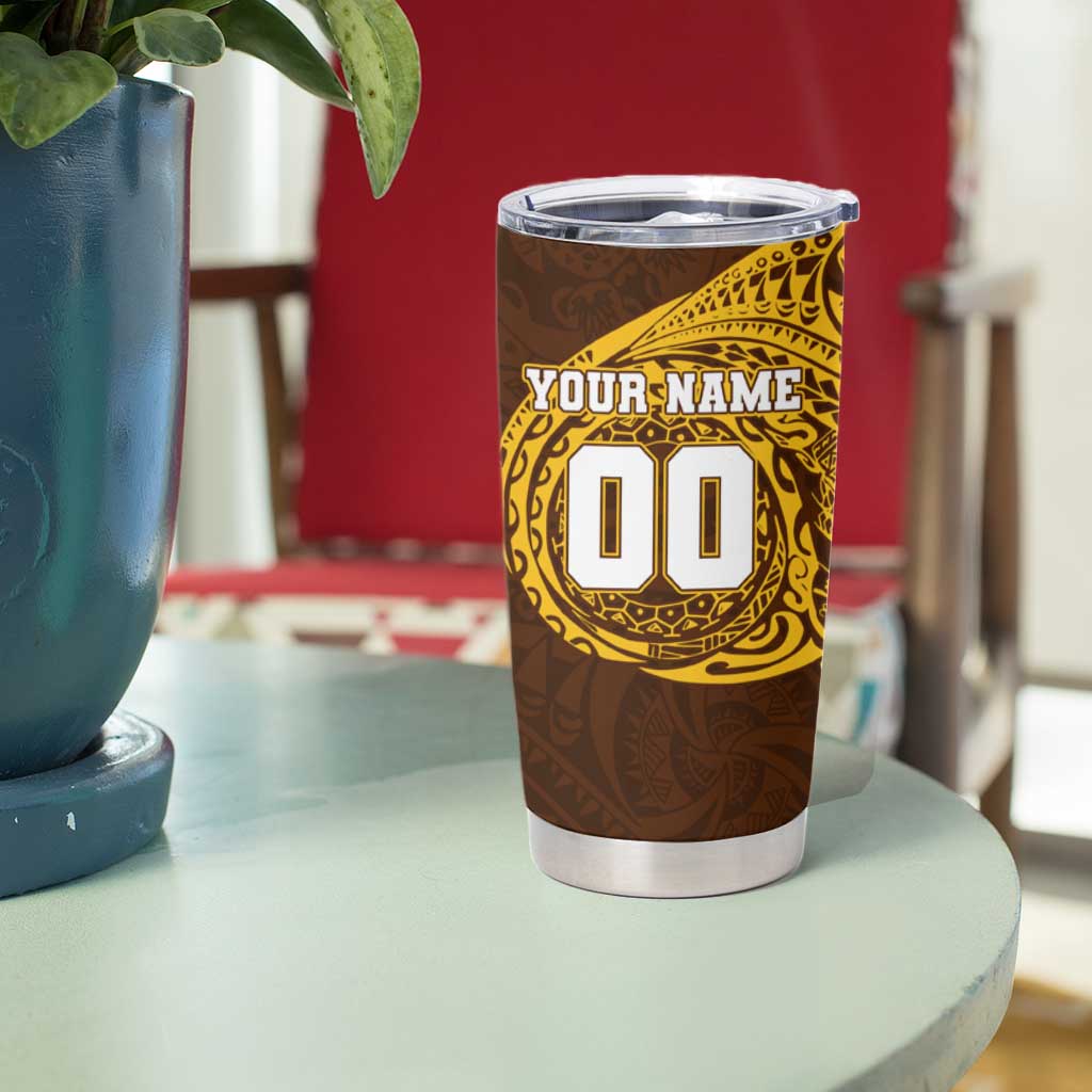 Personalized Hawthorn Hawks Polynesian Tumbler Cup Tribal Chest and Sleeve Tattoo Heritage Warrior