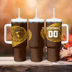 Personalized Hawthorn Hawks Polynesian Tumbler With Handle Tribal Chest and Sleeve Tattoo Heritage Warrior