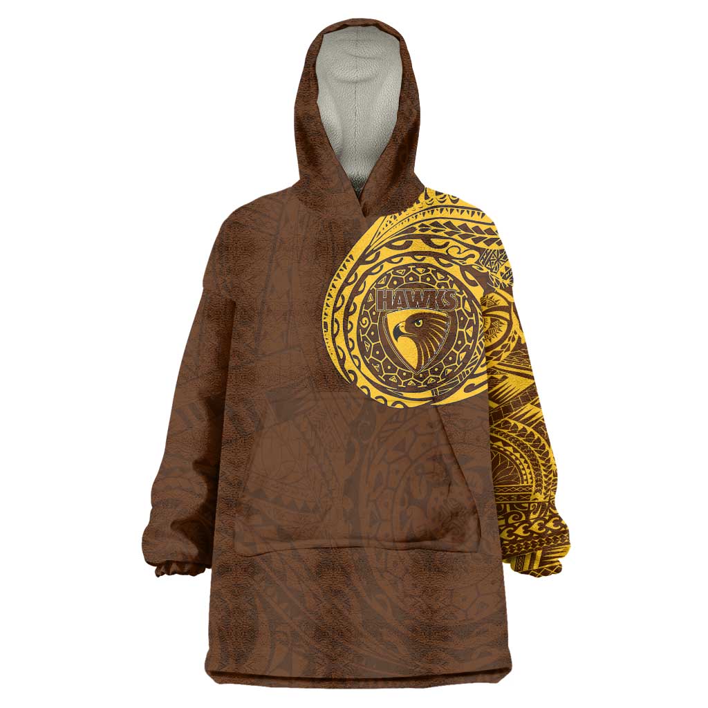 Personalized Hawthorn Hawks Polynesian Wearable Blanket Hoodie Tribal Chest and Sleeve Tattoo Heritage Warrior