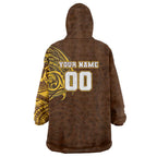 Personalized Hawthorn Hawks Polynesian Wearable Blanket Hoodie Tribal Chest and Sleeve Tattoo Heritage Warrior