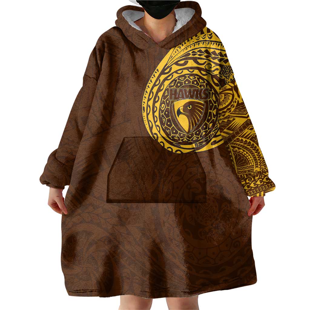 Personalized Hawthorn Hawks Polynesian Wearable Blanket Hoodie Tribal Chest and Sleeve Tattoo Heritage Warrior