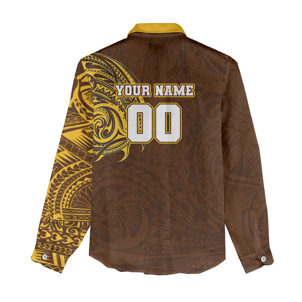 Personalized Hawthorn Hawks Polynesian Women Casual Shirt Tribal Chest and Sleeve Tattoo Heritage Warrior